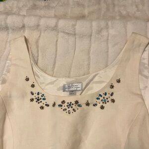 NWT Tahari ASL 10 Ivory Cream Jeweled Neckline Suit Dressy Church Event Top